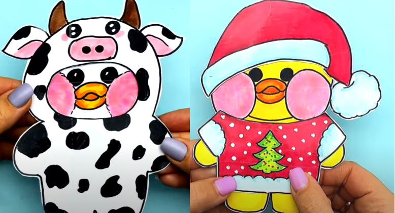 tutorial how to do clothes for your paper duck #lalafanfan duck #tik tok, easy