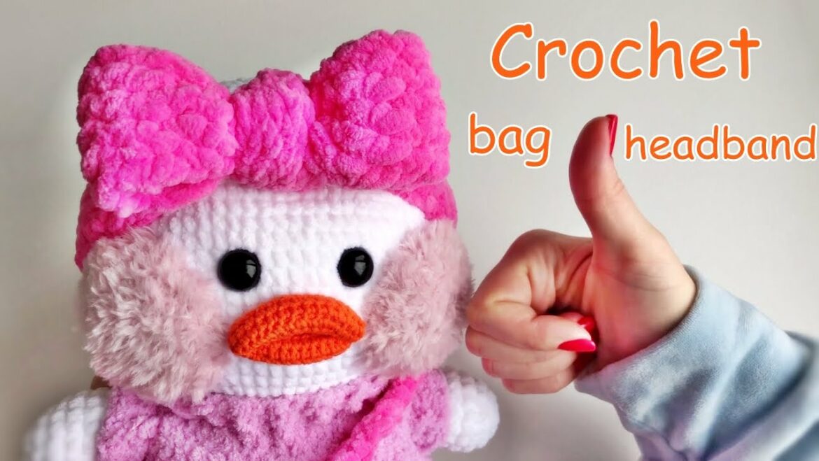 Crochet headband and bag for duck LaLaFanFan: Video tutorail – Accessories for Lalafanfan